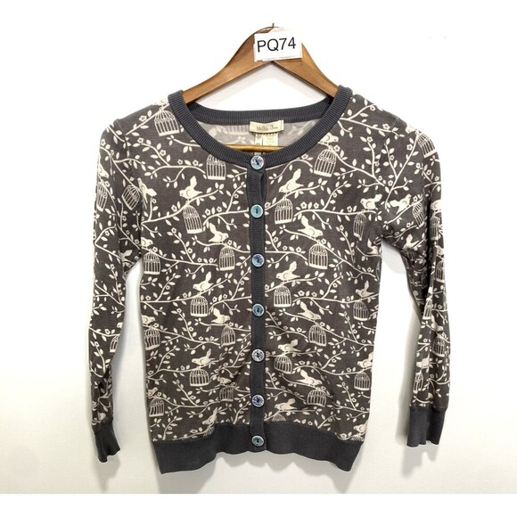 Matilda Jane Other - Matilda Jane 10 Secret Fields Winter Wonderland Bird Print Grey Cardigan Sweater